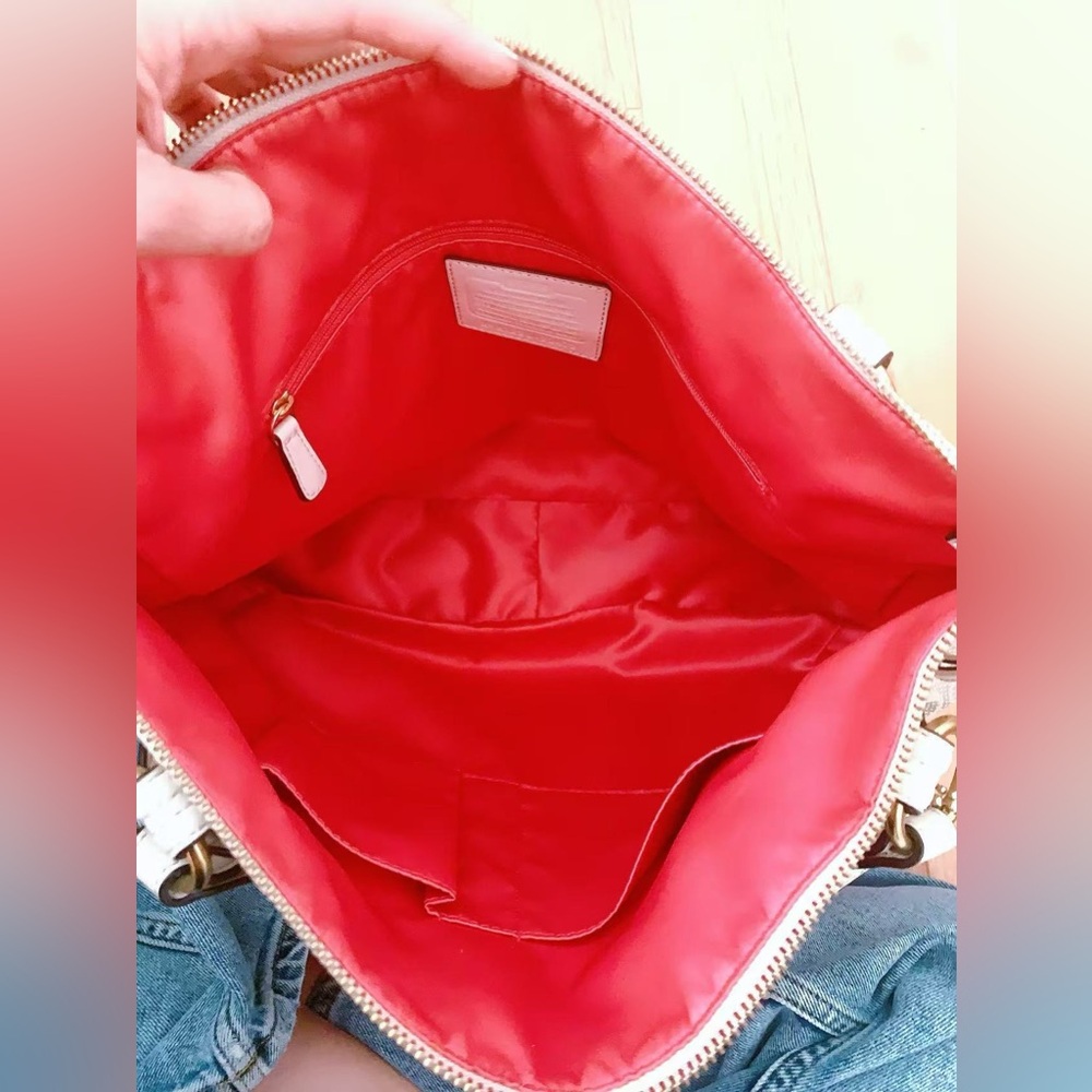 Vintage coach Poppy Hallie Signature Tote Bag polka dot pattern zippered pocket‎ - Picture 13 of 16
